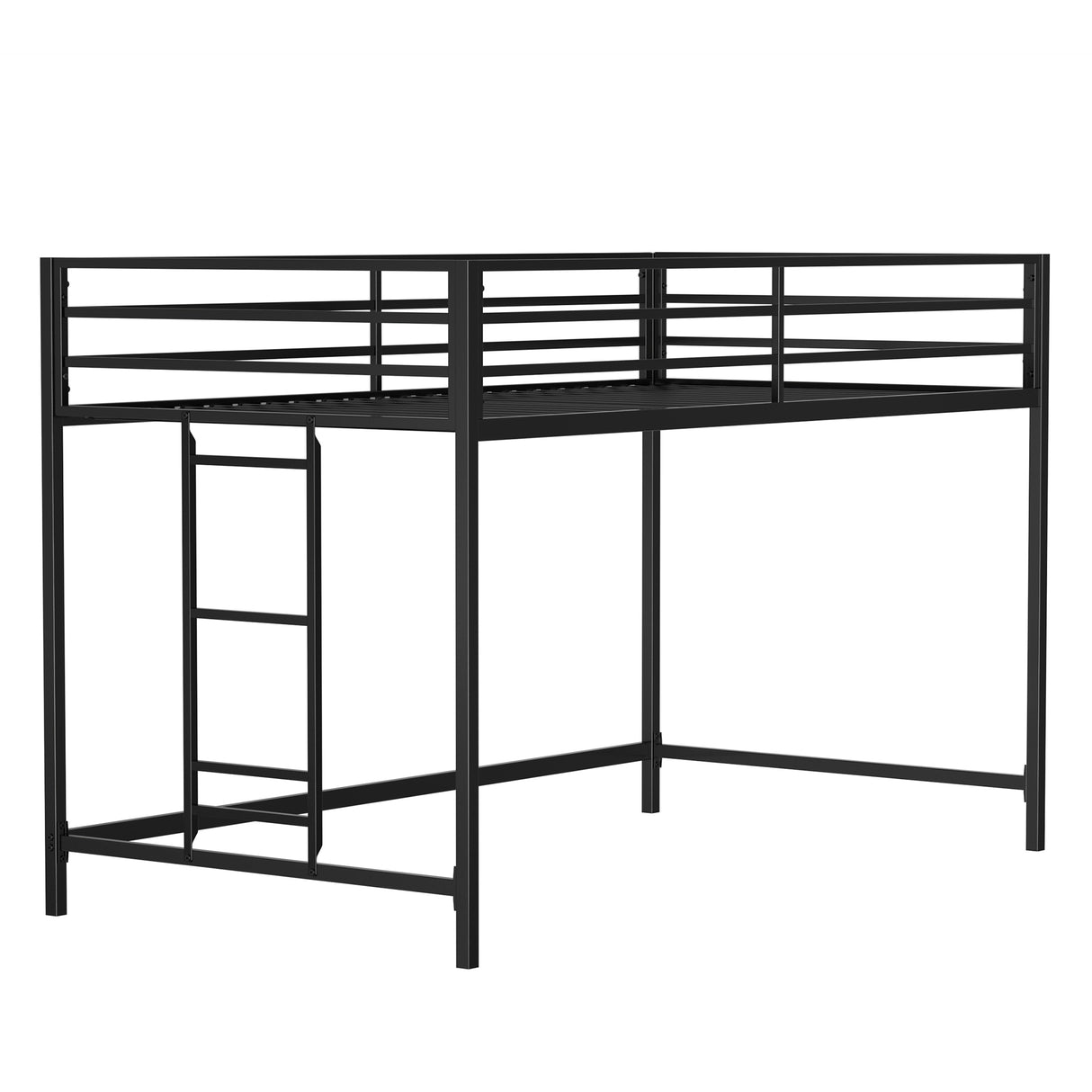 Junior Twin Metal Loft Bunk Bed With Ladder And Guardrails