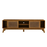 Mid Century Modern Solid Wood Rattan TV Stand - Sleep Galleria