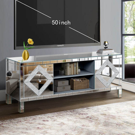 47-Inch Mirrored Antique Media Console With Storage - Sleep Galleria