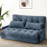 MAXYOYO Adjustable Floor Sofa Couch with 2 Pillows, Boucle Convertible Lazy Sofa Sleeper Bed with Armrest, Double Size, Living Room Furniture