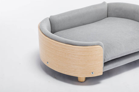 Scandinavian Elevated Large Dog Bed With Velvet Cushion - Sleep Galleria