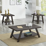 3-Piece Contemporary Wood Shelf Coffee Table Set