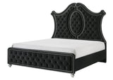 King Panel Bed Tufted Headboard Luxurious Upholstery