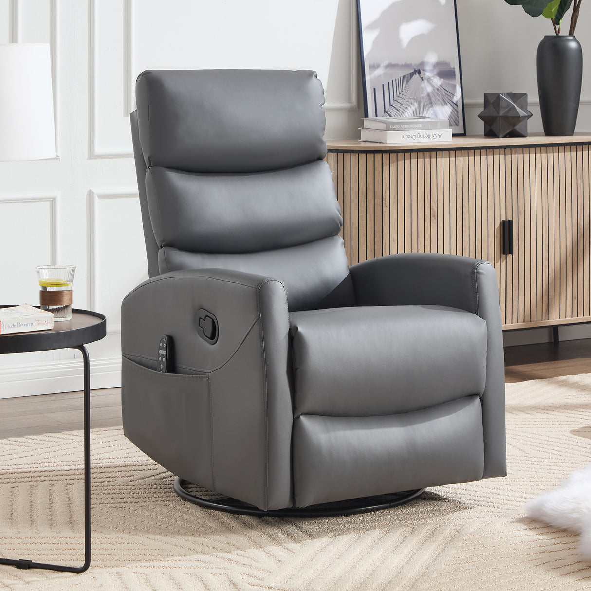 Heat Massage Recliner Chair With Swivel Rocker And Heat