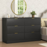 Modern 6-Drawer Black Particle Board Storage Dresser