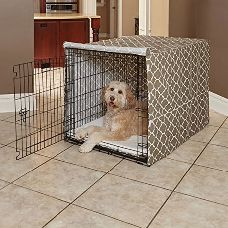 Dog Crate Cover, Brown Geometric Pattern, 30"