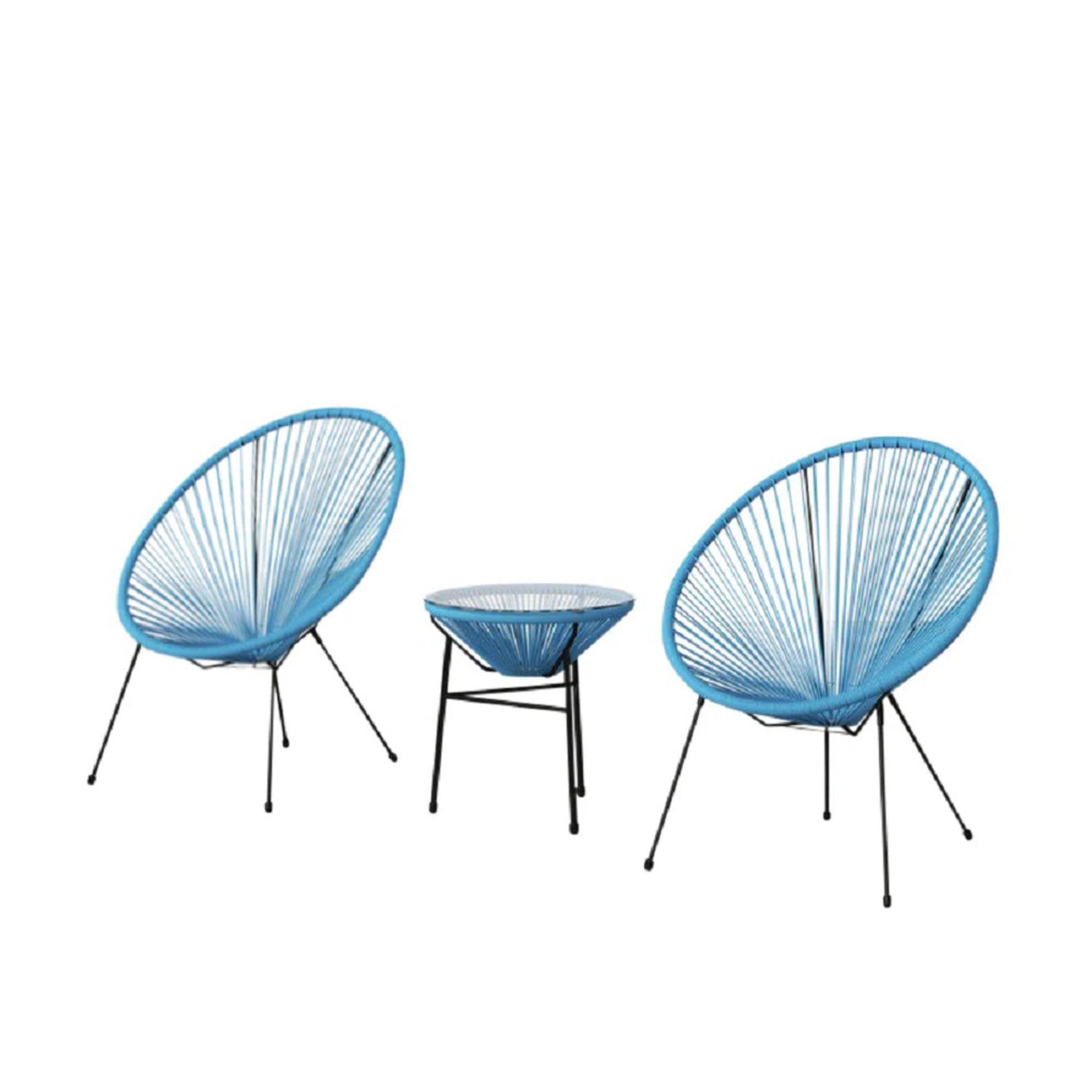 Mid-Century 3-Piece Rattan Outdoor Seating Set