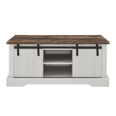 Rustic Sliding Barn Door Coffee Table With Storage - Sleep Galleria