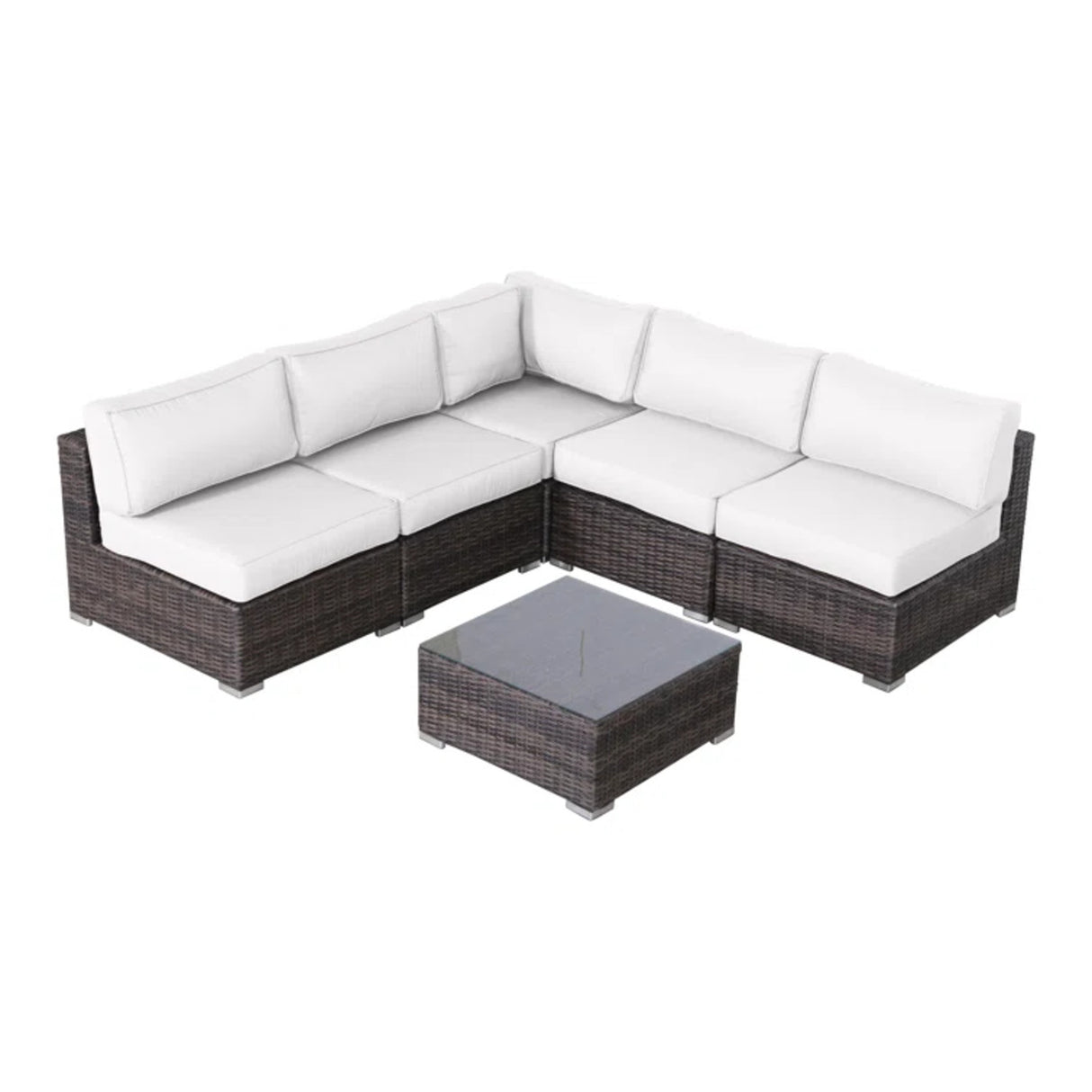 4-Person Brown Wicker Rattan Patio Lounge Set With Cushions