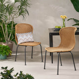 Set of 2 Light Brown Rattan Outdoor Boho Chairs