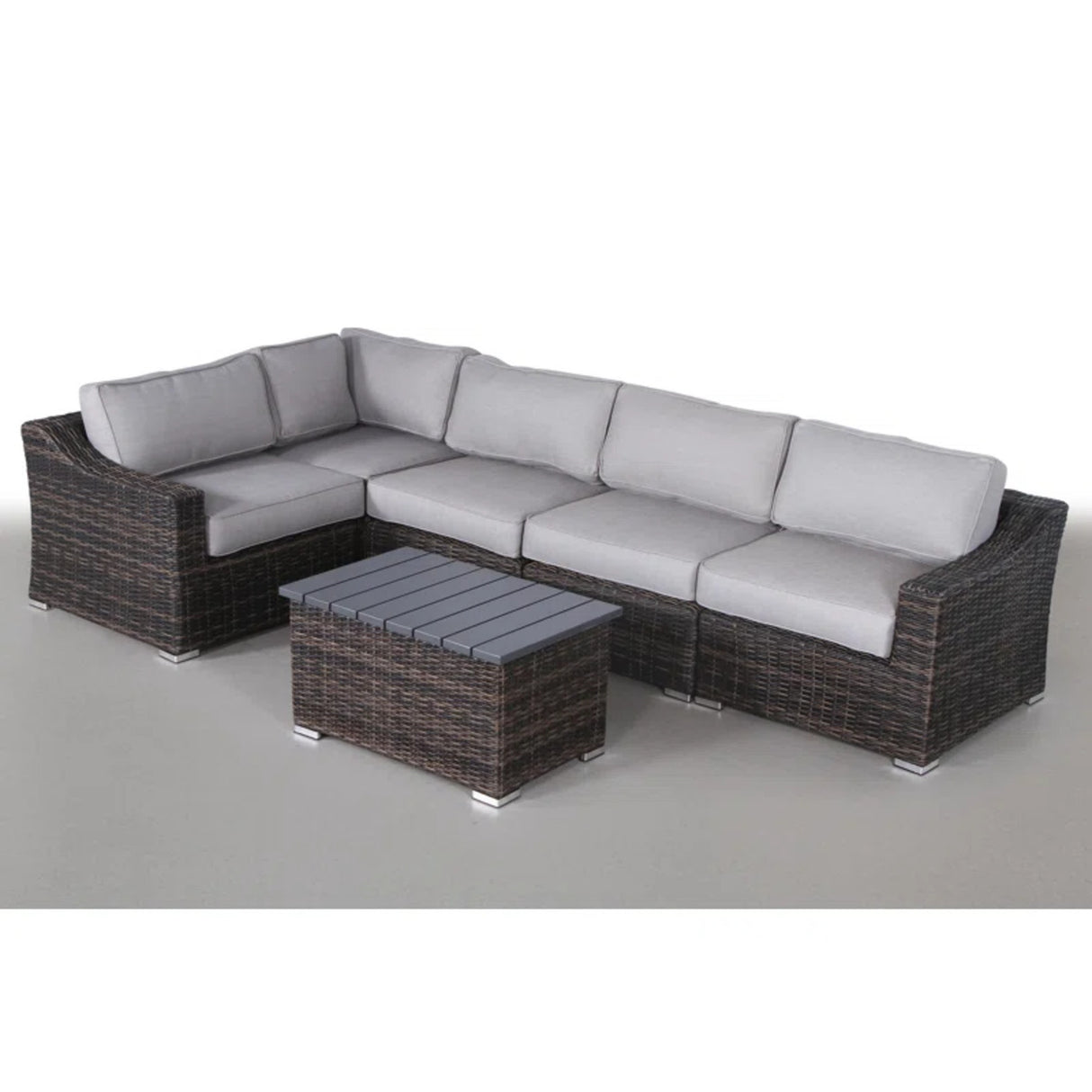 Outdoor 4-Person Modular Resin Wicker Sectional Seating Set