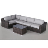 Outdoor 4-Person Modular Resin Wicker Sectional Seating Set