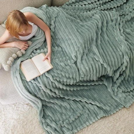 Bedsure Luxury Chunky Corduroy Fleece Sleep Blanket- Ultra Soft, Warm, Cozy Extra Soft Baby Blanket for Sofa, Bed, Nursery Ideal Seasonal Gift Solid Yellow Color,Autumn Lightweight Comforter