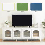 Antique Green Solid Wood TV Cabinet With Glass Door - Sleep Galleria