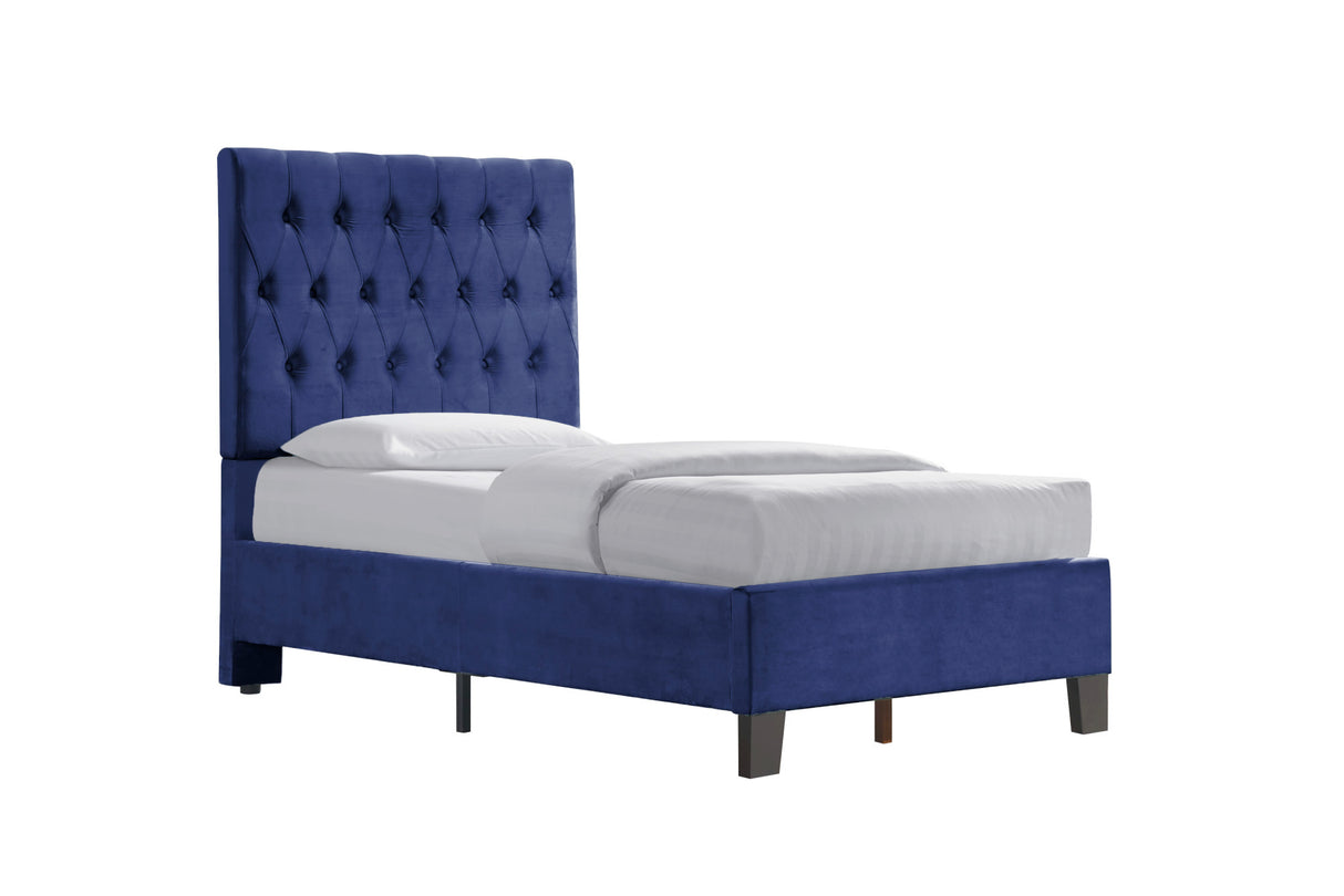 Twin Solid Wood Upholstered Bed Frame With Foam Padding