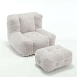 Fluffy Velvet Bean Bag Chair With Ottoman - Sleep Galleria