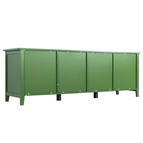 Antique Green Solid Wood TV Cabinet With Glass Door - Sleep Galleria
