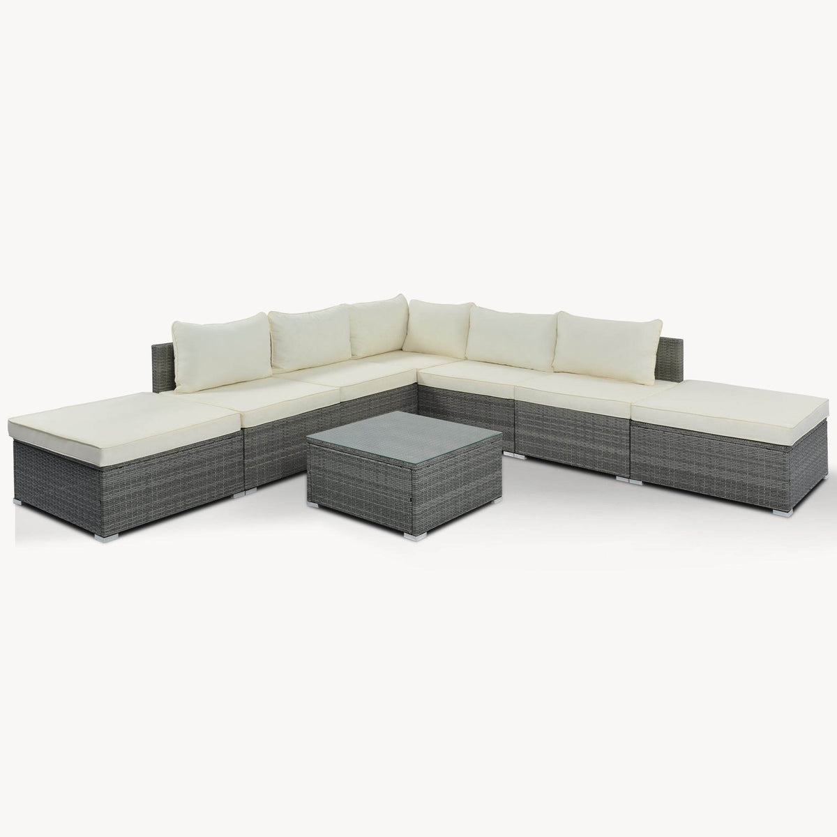 8-Piece Black Wicker Outdoor Patio Sofa Set With Cushions