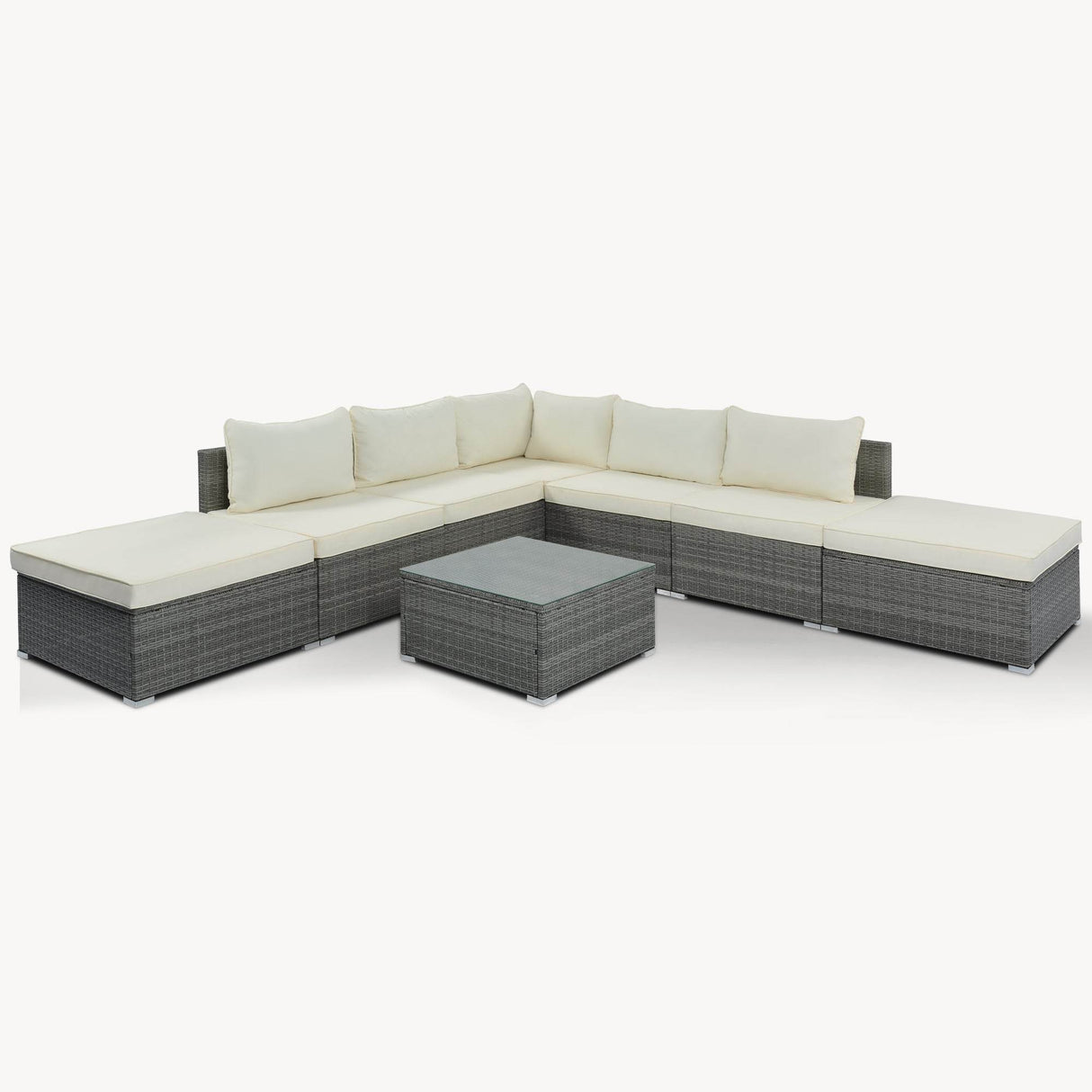 8-Piece Black Wicker Outdoor Patio Sofa Set With Cushions