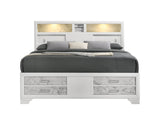 Modern White Wood King Bed Frame With Storage Drawers