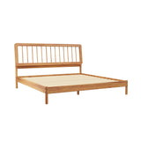 Mid-Century Modern Solid Pine Wood King Bed Frame