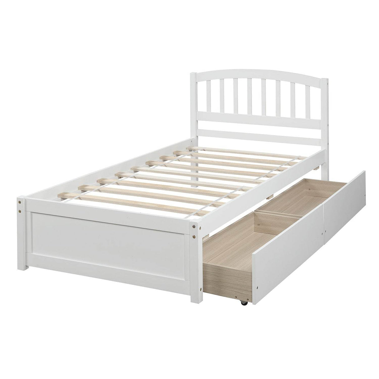 Twin Solid Wood Platform Bed Frame With Storage Drawers