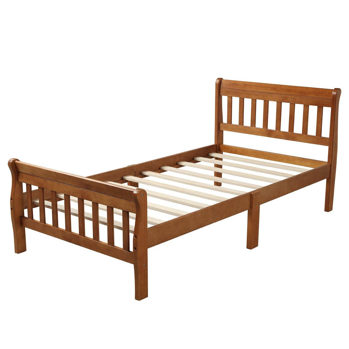 Twin Solid Wood Minimalist Platform Bed Frame With Headboard