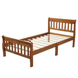 Twin Solid Wood Minimalist Platform Bed Frame With Headboard