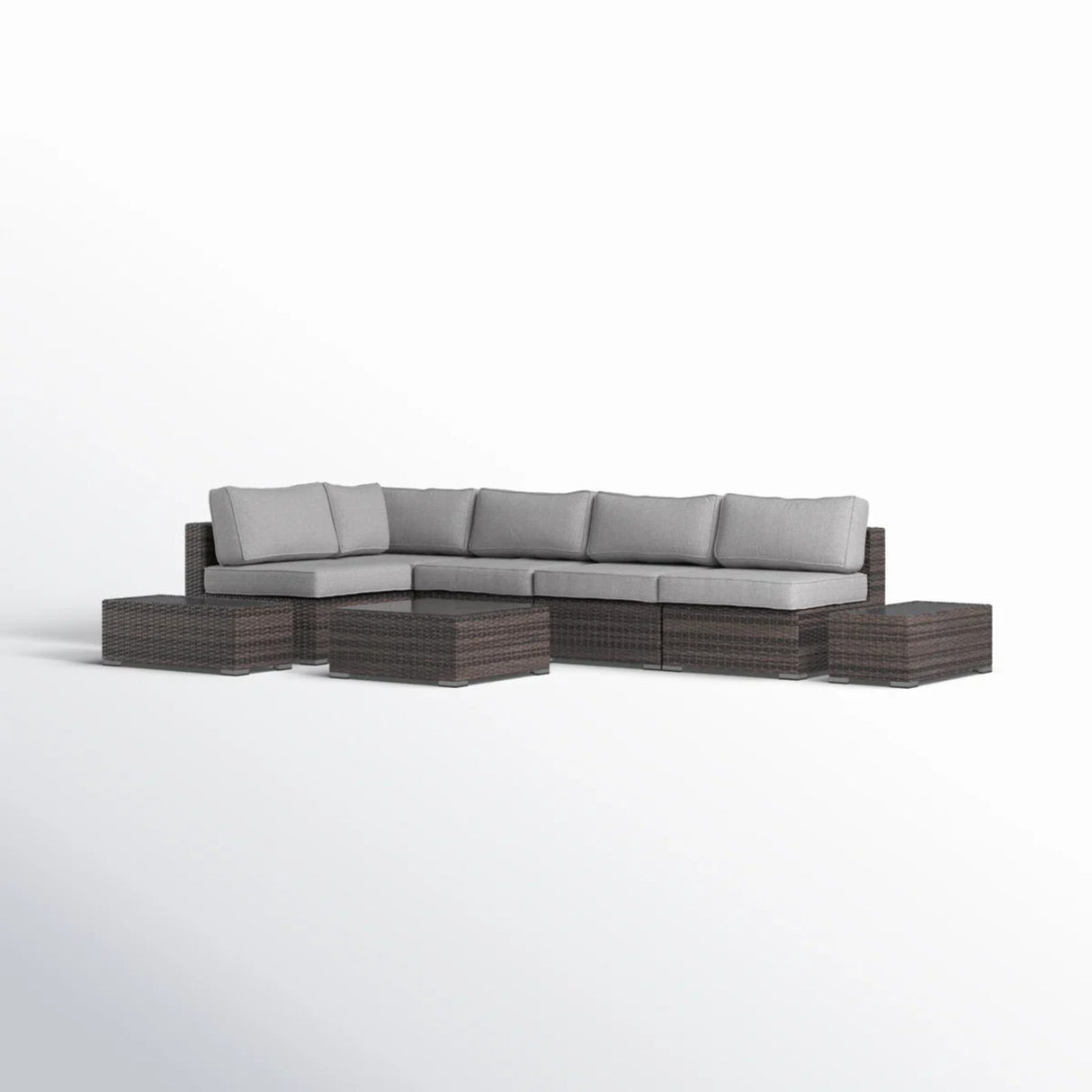 Espresso HDPE Wicker Outdoor Sectional Seating Group