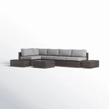 Espresso HDPE Wicker Outdoor Sectional Seating Group
