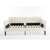 Twin Upholstered Velvet Daybed With Ribbed Tufted Backrest