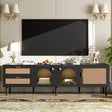 Modern Black Rattan TV Stand With Storage Drawers - Sleep Galleria