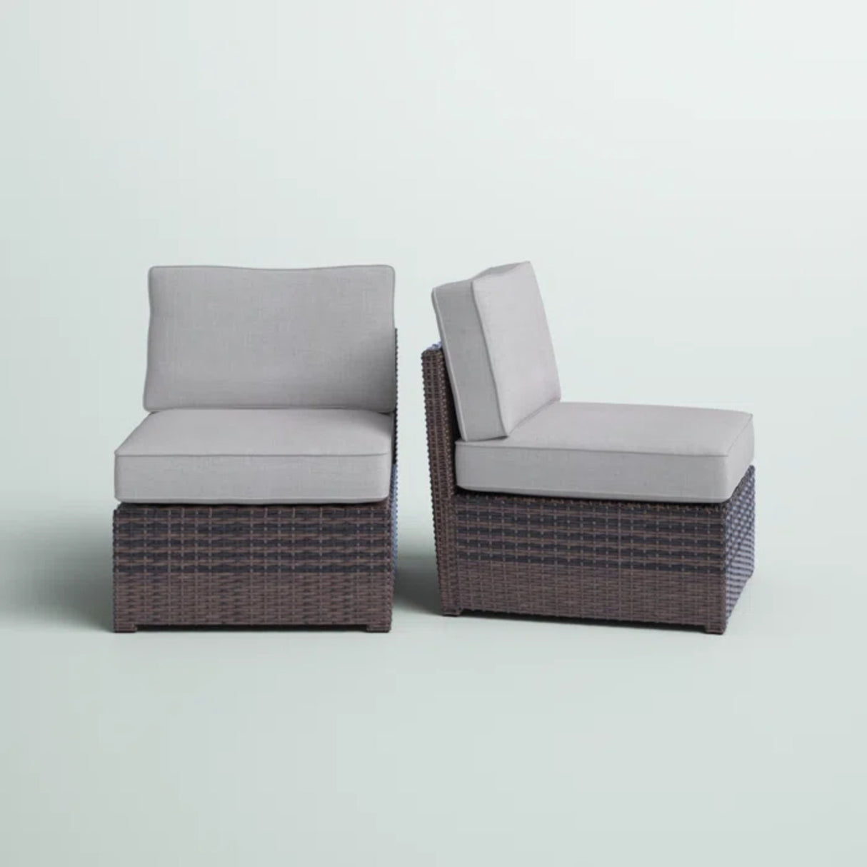 2-Piece Modern Wicker Patio Lounge Chair Set With Cushions