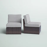 2-Piece Modern Wicker Patio Lounge Chair Set With Cushions