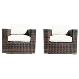 Set Of 2 Modern All-Weather Outdoor Wicker Chairs With Cushions
