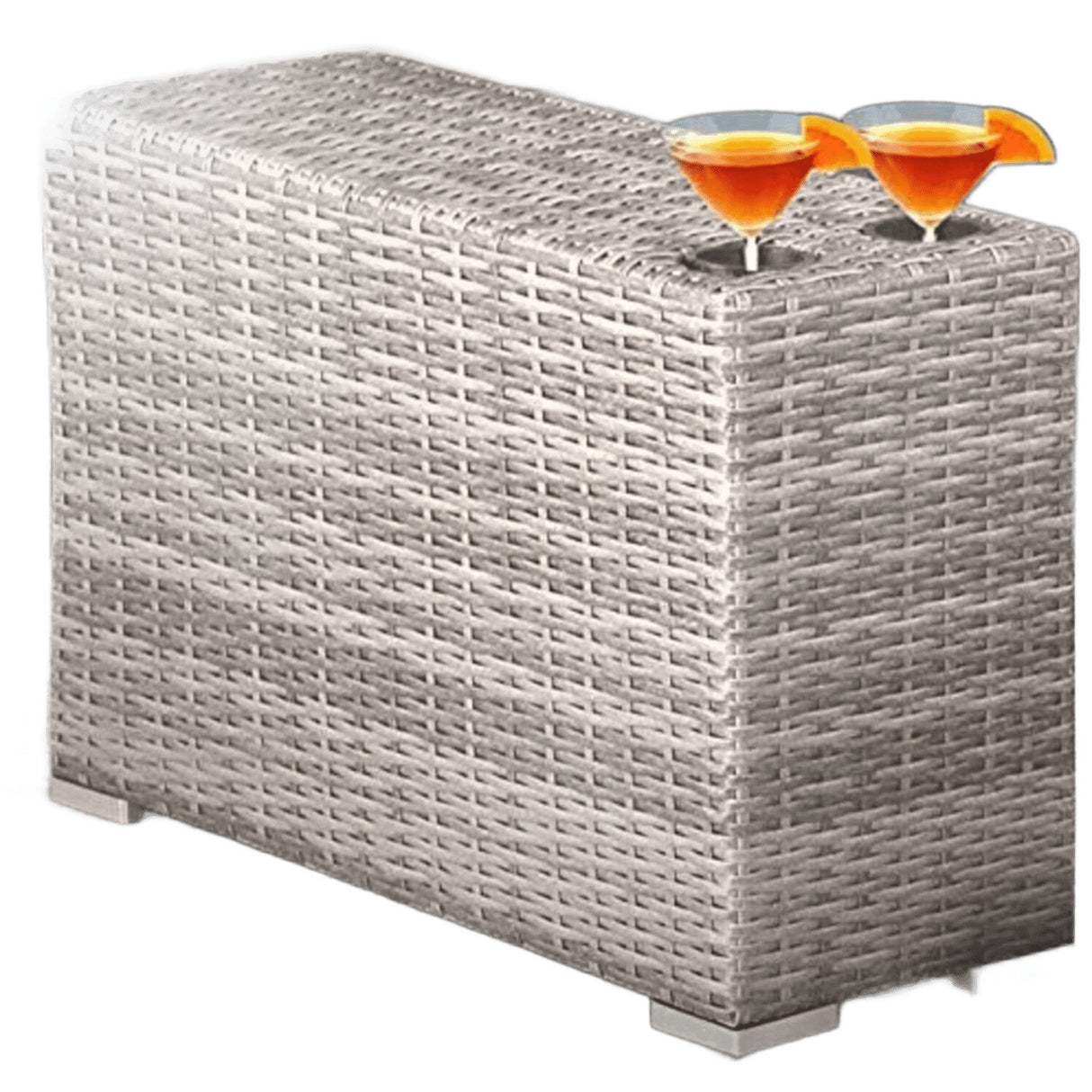 Modern Grey Mix Wicker Rattan Cup Holder Table