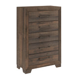 Brown Engineered Wood 5-Drawer Chest Storage Dresser