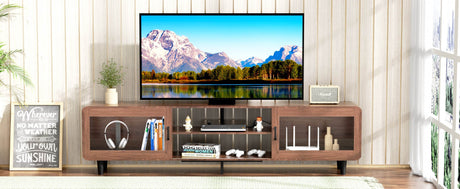 Mid Century Modern Walnut Wood TV Stand With Charging Station - Sleep Galleria