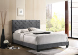 Transitional Gray Velvet King Bed Frame with Foam Upholstery