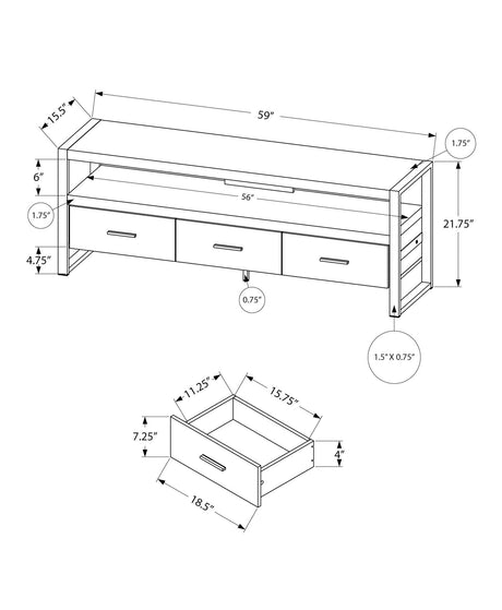 Contemporary Grey Laminate TV Stand With Storage Drawers - Sleep Galleria