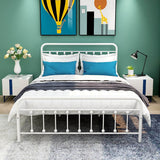 Queen Metal Platform Bed Frame With Victorian Headboard