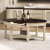 Vintage Oval Coffee Table With Drawer And Storage Shelf - Sleep Galleria