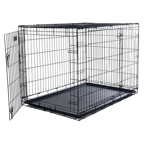 36-Inch Dog Crate - Double Door Pet Kennel with Divider Panel - Foldable Dog Cage with Carry Handle for Portability and Storage by  (Black)