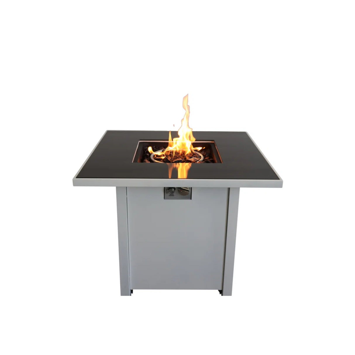 30-Inch Stainless Steel Powder-Coated Square Fire Pit Table