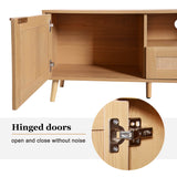 Modern Rattan TV Stand With Storage Cabinets - Sleep Galleria