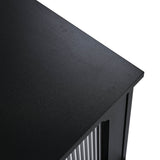 Retro Vintage Black TV Stand With Fluted Glass Doors - Sleep Galleria