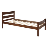 Walnut Twin Solid Wood Platform Bed With Headboard