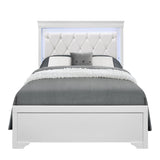 Full Panel Bed With Crystal Tufted Padded Headboard And LED Lighting