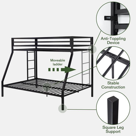 MUTICOR Metal Bunk Bed Twin over Full Size, 【Frame Only No Mattress】Heavy Duty Sturdy Frame with 12" Under-Bed Storage for Teen & Adults #Tiktokshopbacktoschool