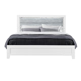 Modern Full Bed Frame With LED Accent Lighting Rubber Wood